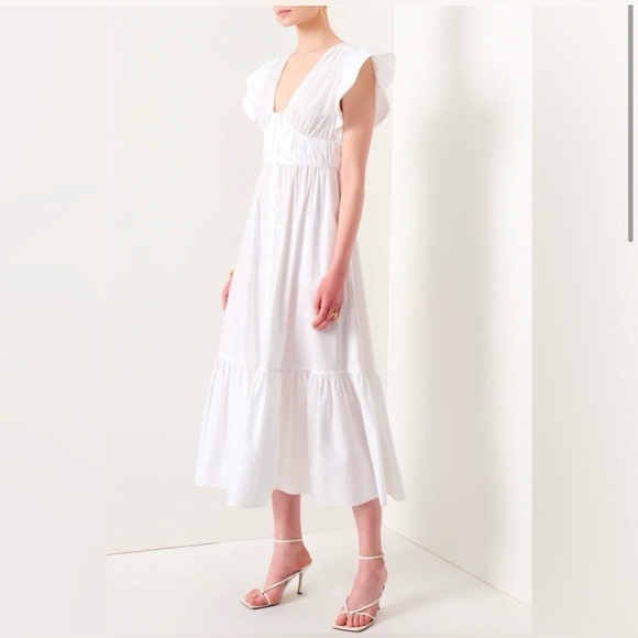 New! DEREK LAM 10 CROSBY Greta Ruffle White Dress 🤍 size 2 NWT! - Picture 4 of 15